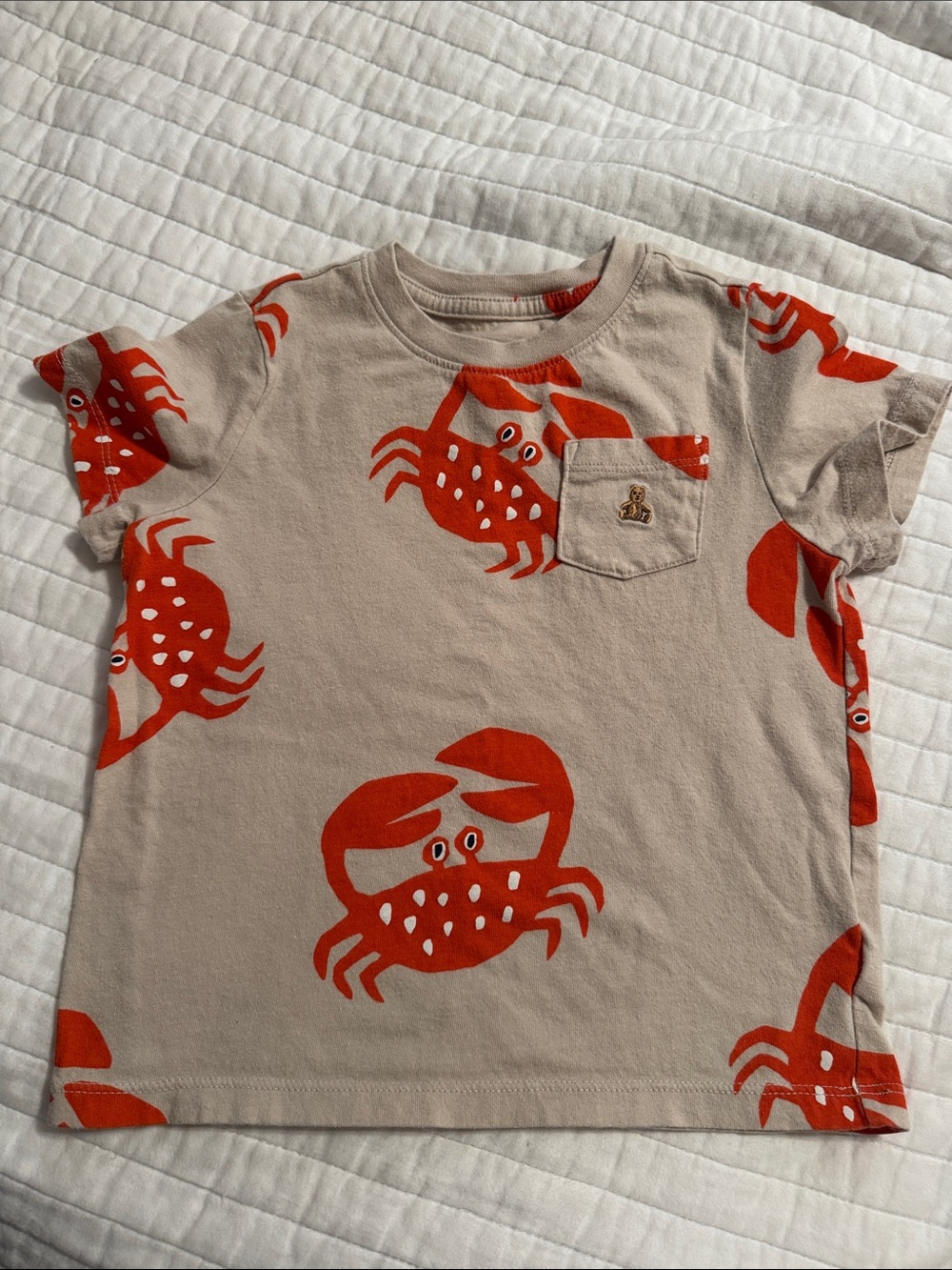 GAP Tan Short-Sleeve Tee with Red Crab Print